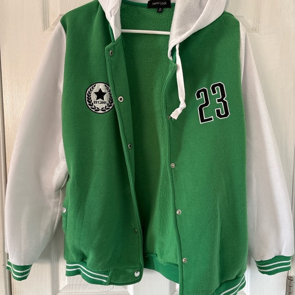 New Look 2X Green Varsity Jacket Hooded 23 LA Y2K Streetwear - Picture 2 of 7
